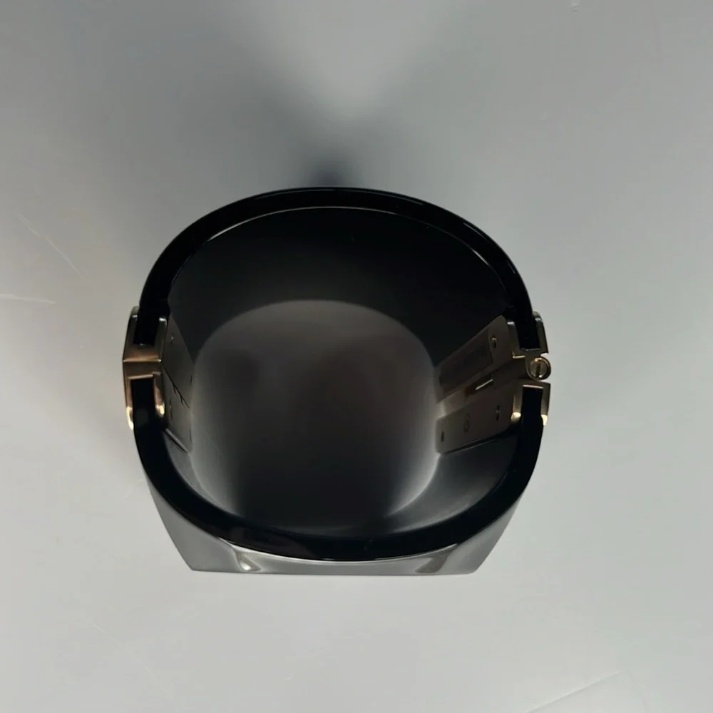 Chanel Black Enamel and Gold Metal CC Cuff!!